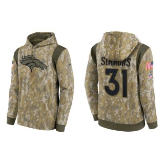 Men's Justin Simmons Denver Broncos Camo 2021 Salute To Service Therma Hoodie