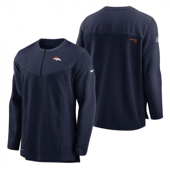 Denver Broncos Nike Navy Sideline Half-Zip UV Performance Jacket