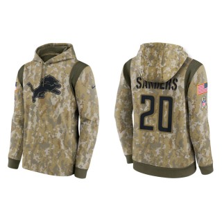 Men's Barry Sanders Detroit Lions Camo 2021 Salute To Service Therma Hoodie