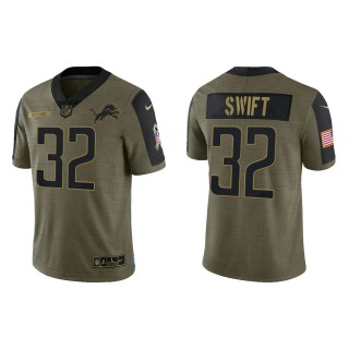 Men's D'Andre Swift Detroit Lions Olive 2021 Salute To Service Limited Jersey