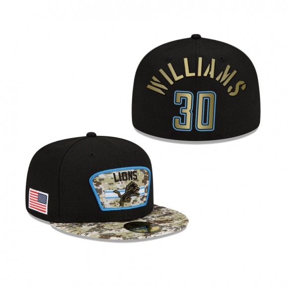 Men's Jamaal Williams Detroit Lions Black Camo 2021 Salute To Service 59FIFTY Fitted Hat