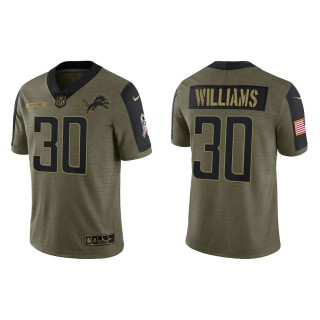 Men's Jamaal Williams Detroit Lions Olive 2021 Salute To Service Limited Jersey