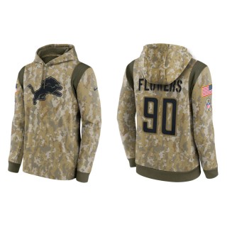 Men's Trey Flowers Detroit Lions Camo 2021 Salute To Service Therma Hoodie