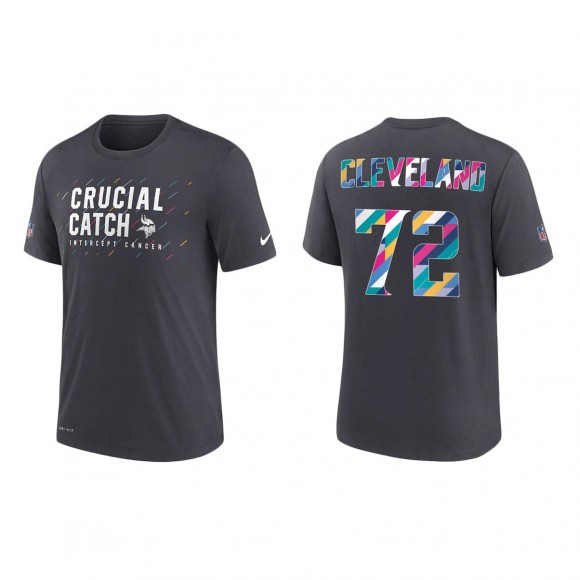 Ezra Cleveland Minnesota Vikings Nike Charcoal 2021 NFL Crucial Catch Performance T-Shirt