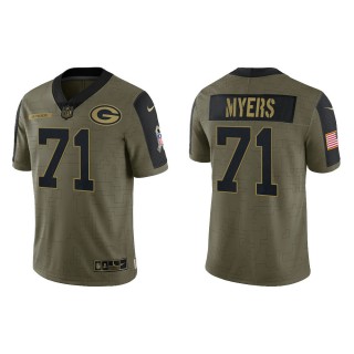 Men's Josh Myers Green Bay Packers Olive 2021 Salute To Service Limited Jersey