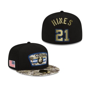Men's Nyheim Hines Indianapolis Colts Black Camo 2021 Salute To Service 59FIFTY Fitted Hat