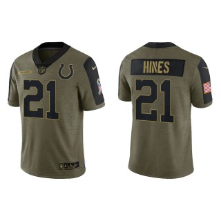 Men's Nyheim Hines Indianapolis Colts Olive 2021 Salute To Service Limited Jersey