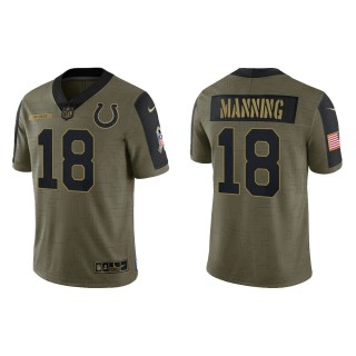 Men's Peyton Manning Indianapolis Colts Olive 2021 Salute To Service Limited Jersey