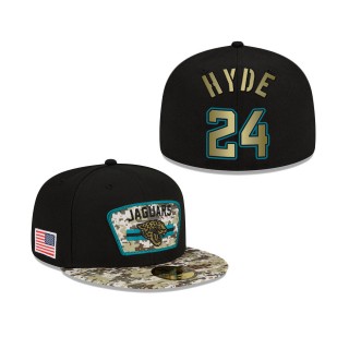 Men's Carlos Hyde Jacksonville Jaguars Black Camo 2021 Salute To Service 59FIFTY Fitted Hat