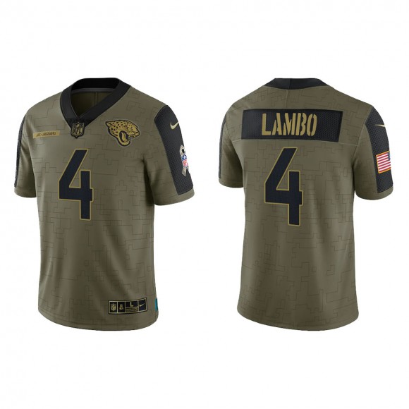 Men's Josh Lambo Jacksonville Jaguars Olive 2021 Salute To Service Limited Jersey