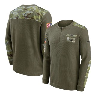 2021 Salute To Service Jaguars Olive Henley Long Sleeve Thermal Top