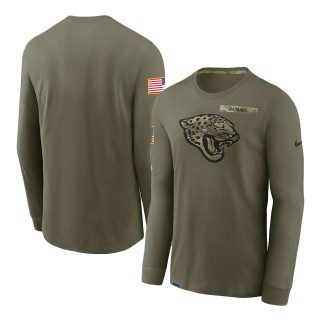 2021 Salute To Service Jaguars Olive Performance Long Sleeve T-Shirt