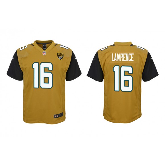 Youth Trevor Lawrence Jacksonville Jaguars Gold Color Rush Game Jersey