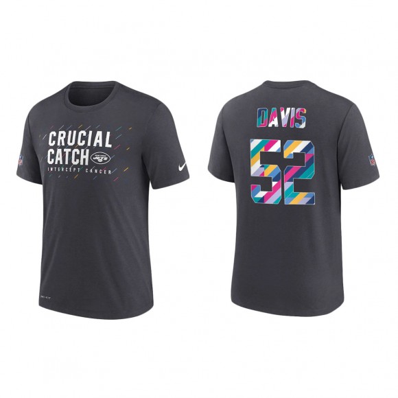 Jarrad Davis New York Jets Nike Charcoal 2021 NFL Crucial Catch Performance T-Shirt