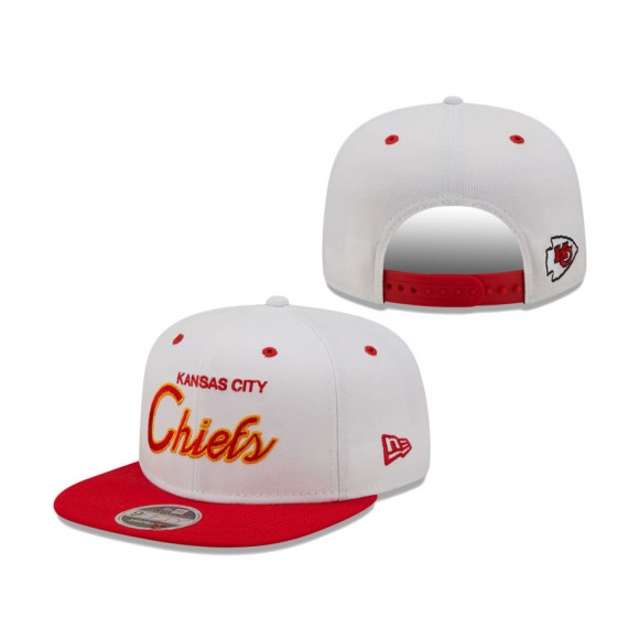 Kansas City Chiefs New Era White Red Sparky Original 9FIFTY Snapback Hat