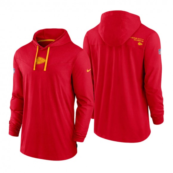 Kansas City Chiefs Red Sideline Performance Hoodie T-Shirt