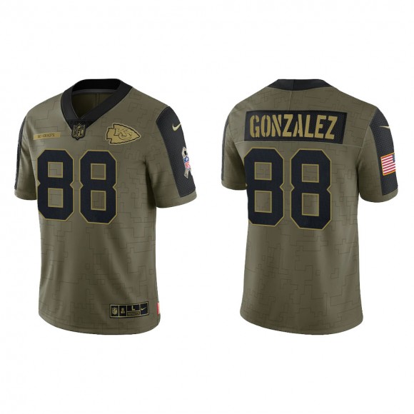 Men's Tony Gonzalez Kansas City Chiefs Olive 2021 Salute To Service Limited Jersey