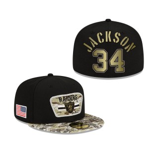 Men's Bo Jackson Las Vegas Raiders Black Camo 2021 Salute To Service 59FIFTY Fitted Hat