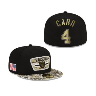 Men's Derek Carr Las Vegas Raiders Black Camo 2021 Salute To Service 59FIFTY Fitted Hat