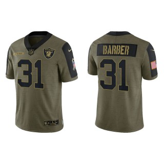 Men's Peyton Barber Las Vegas Raiders Olive 2021 Salute To Service Limited Jersey