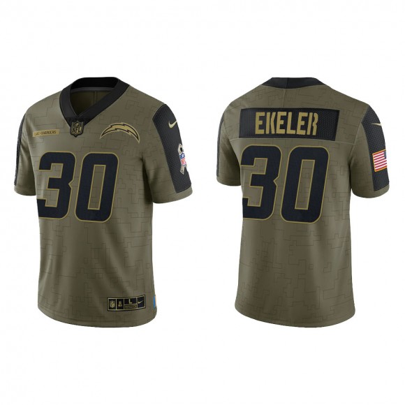 Men's Austin Ekeler Los Angeles Chargers Olive 2021 Salute To Service Limited Jersey