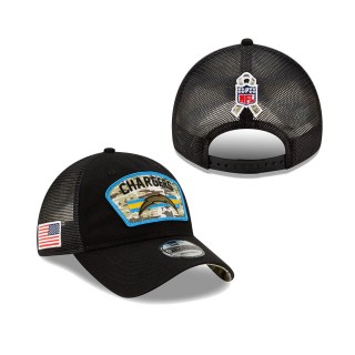 2021 Salute To Service Chargers Black Trucker 9TWENTY Adjustable Hat