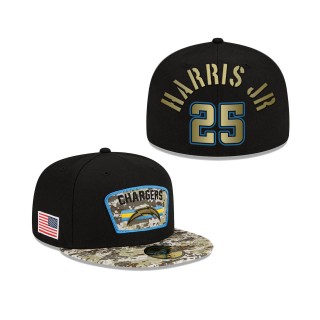 Men's Chris Harris Jr Los Angeles Chargers Black Camo 2021 Salute To Service 59FIFTY Fitted Hat