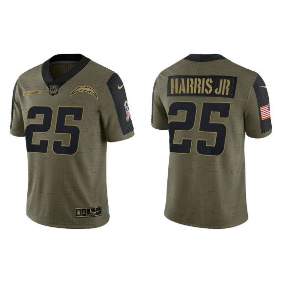 Men's Chris Harris Jr Los Angeles Chargers Olive 2021 Salute To Service Limited Jersey