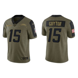 Men's Jalen Guyton Los Angeles Chargers Olive 2021 Salute To Service Limited Jersey