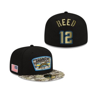 Men's Joe Reed Los Angeles Chargers Black Camo 2021 Salute To Service 59FIFTY Fitted Hat