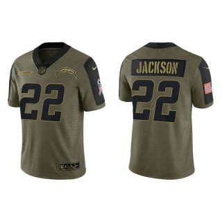 Men's Justin Jackson Los Angeles Chargers Olive 2021 Salute To Service Limited Jersey