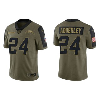 Men's Nasir Adderley Los Angeles Chargers Olive 2021 Salute To Service Limited Jersey