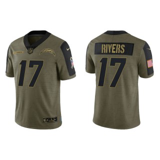 Men's Philip Rivers Los Angeles Chargers Olive 2021 Salute To Service Limited Jersey