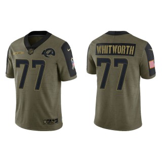 Men's Andrew Whitworth Los Angeles Rams Olive 2021 Salute To Service Limited Jersey