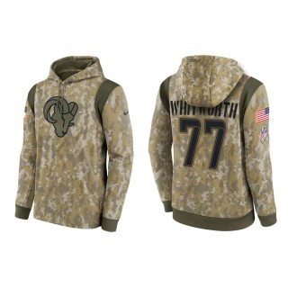 Men's Andrew Whitworth Los Angeles Rams Camo 2021 Salute To Service Therma Hoodie