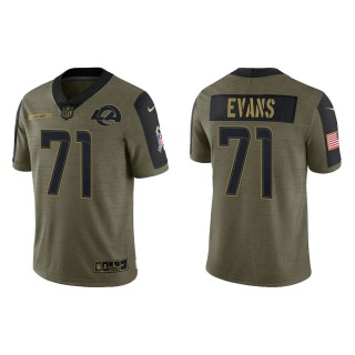 Men's Bobby Evans Los Angeles Rams Olive 2021 Salute To Service Limited Jersey