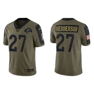 Men's Darrell Henderson Los Angeles Rams Olive 2021 Salute To Service Limited Jersey