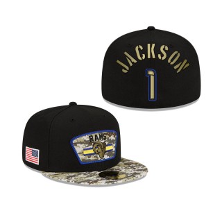 Men's DeSean Jackson Los Angeles Rams Black Camo 2021 Salute To Service 59FIFTY Fitted Hat