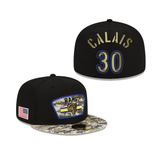 Men's Raymond Calais Los Angeles Rams Black Camo 2021 Salute To Service 59FIFTY Fitted Hat