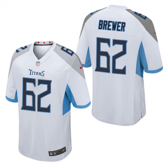 Men's Tennessee Titans Aaron Brewer White Game Jersey