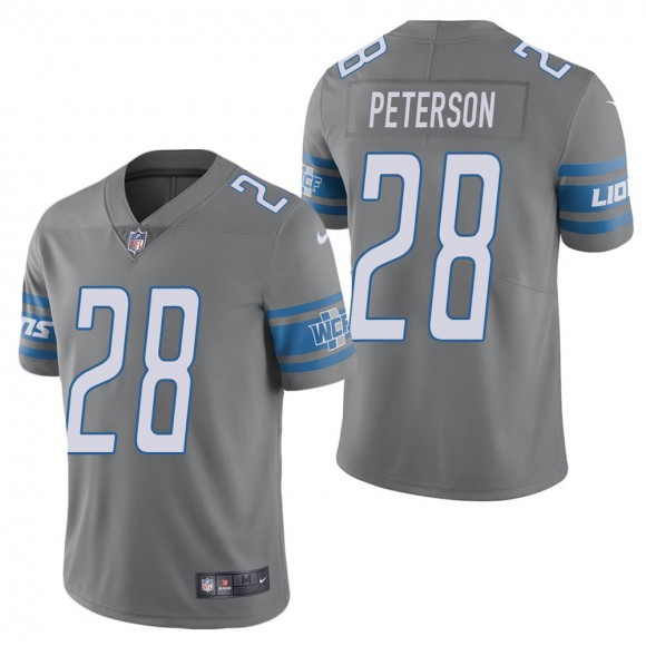 Men's Detroit Lions Adrian Peterson Steel Color Rush Limited Jersey