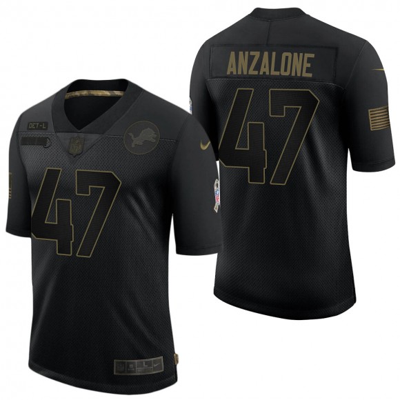 Men's Detroit Lions Alex Anzalone Black Salute to Service Jersey