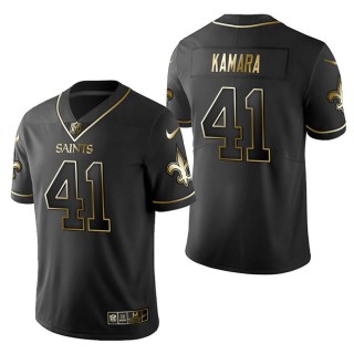 Men's New Orleans Saints Alvin Kamara Black Golden Edition Jersey