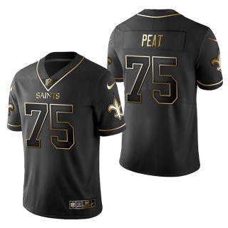 Men's New Orleans Saints Andrus Peat Black Golden Edition Jersey