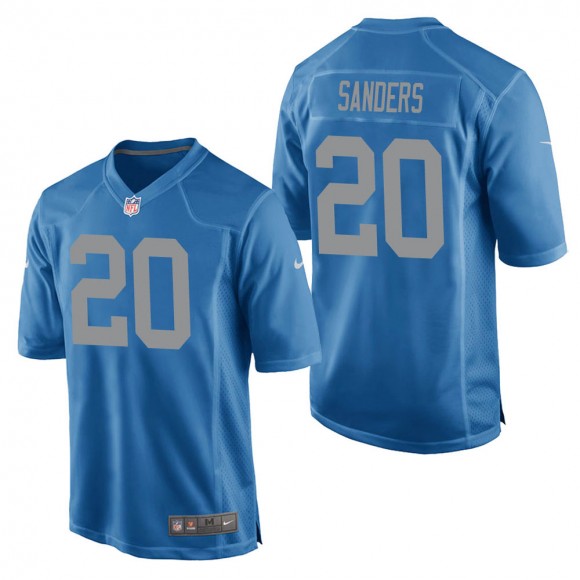 Men's Detroit Lions Barry Sanders Blue Throwback Game Jersey