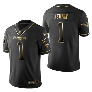 Men's New England Patriots Cam Newton Black Golden Edition Jersey