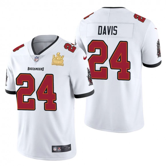 Men's Tampa Bay Buccaneers Carlton Davis White Super Bowl LV Champions Jersey