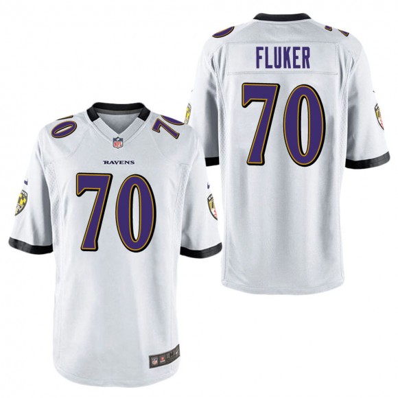 Men's Baltimore Ravens D.J. Fluker White Game Jersey