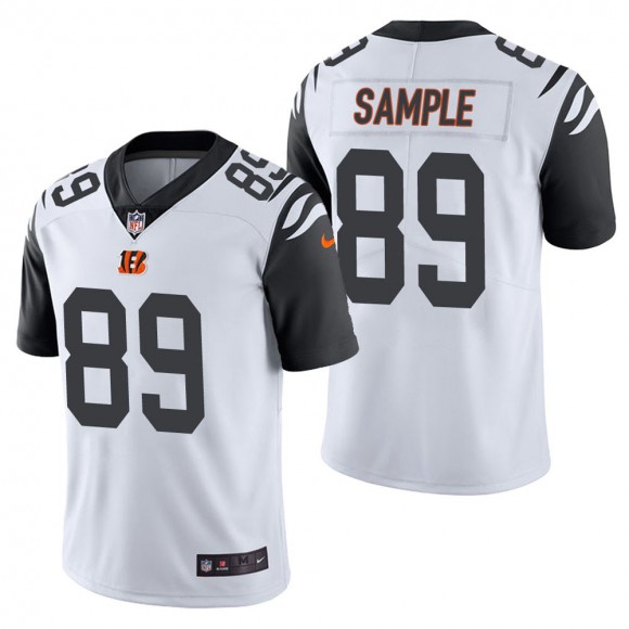 Men's Cincinnati Bengals Drew Sample White Color Rush Limited Jersey