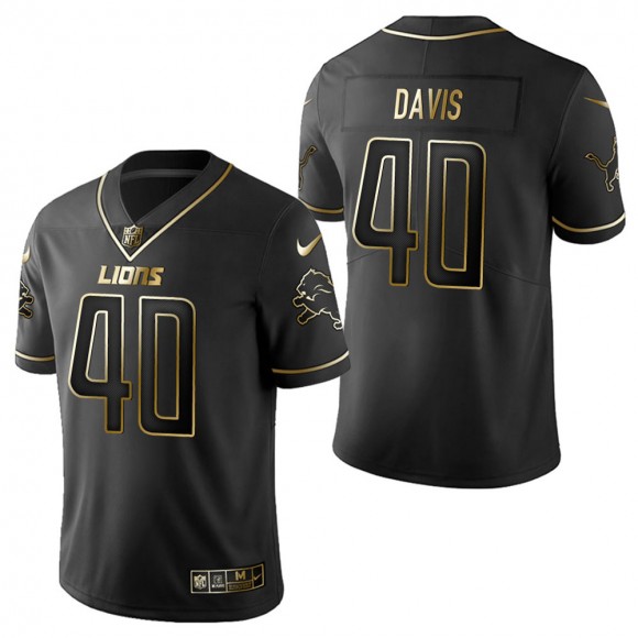 Men's Detroit Lions Jarrad Davis Black Golden Edition Jersey